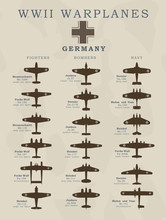 World War II Warplanes In Vector Silhouette Line Illustrations By Coutries Nazi Germany 