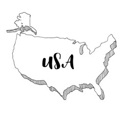 Wall Mural - Hand drawn  of USA map, vector  illustration