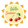 Summer sun design, colorful summer label or sign design, vector illustration