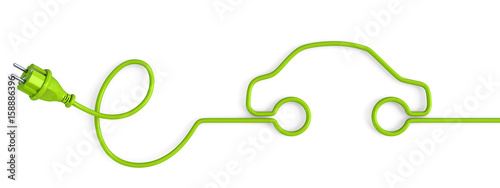 Fotomural Green power plug bent in a car shape