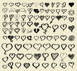 Doodle sketch hearts collection.