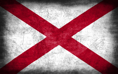 Wall Mural - Alabama flag with grunge metal texture