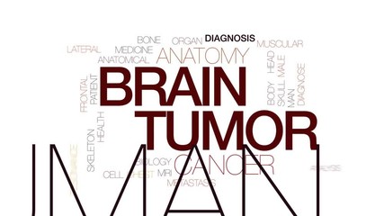 Sticker - Brain tumor animated word cloud, text design animation. Kinetic typography.