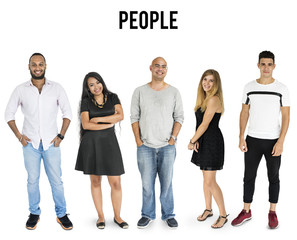 Poster - Group of Diversity Adult People Together Set Studio Isolated