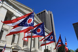 Fototapeta Pomosty - State of Ohio flags waving in front of the Statehouse in Columbus, OG.