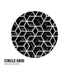 Aufkleber - Abstract circle shape with layered lines triangular grid and shadow
