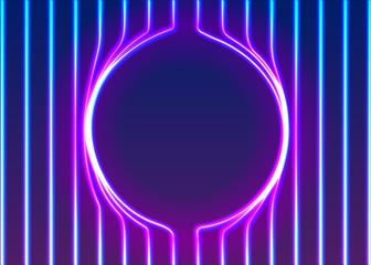 Poster - Neon lines background with glowing 80s new retro vapor wave style