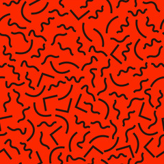 Poster - Seamless pattern with 80s memphis geometics style and single tone colors