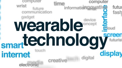 Wall Mural - Wearable technology animated word cloud, text design animation.