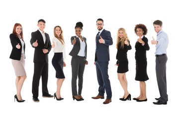 Wall Mural - Group Of Multiracial Businesspeople Gesturing Thumbs Up