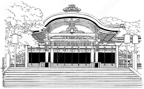 漫画風ペン画イラスト 神社 Stock Illustration Adobe Stock