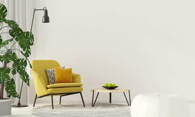 colorful interior with a yellow armchair