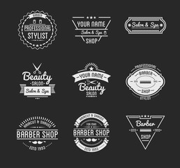 Wall Mural - Set of vintage barber shop logo and beauty spa salon badges.