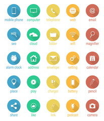 Poster - Set of flat vector round icons.
