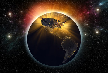 Wall Mural - usa map at night