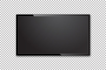 Flat TV screen realistic vector design. Monitor realistic illustration on transparent background