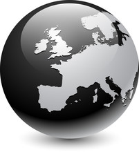 Europe Silhouette On Gray Globe.
