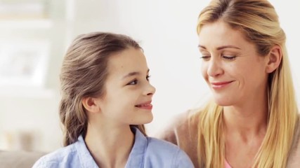 Sticker - mother and girl turning to each other at home