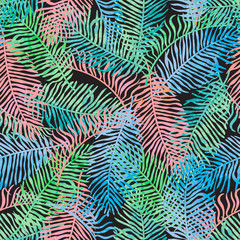  Seamless background with palm leaves