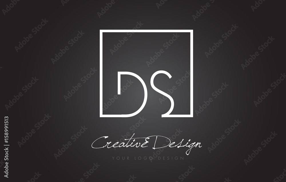 DS Square Frame Letter Logo Design with Black and White Colors. Stock ...