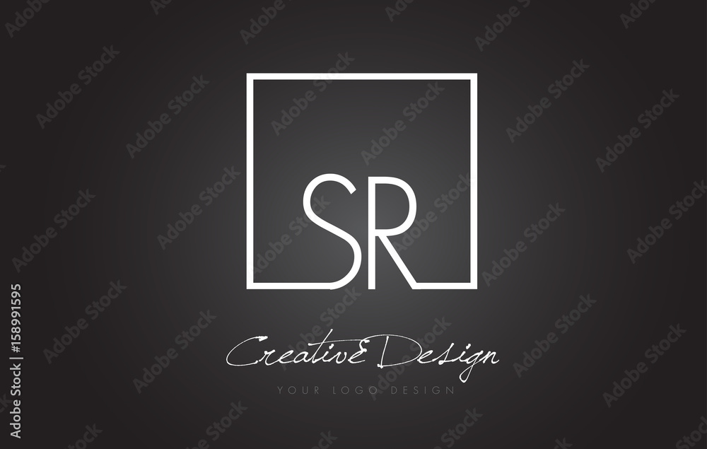SR Square Frame Letter Logo Design with Black and White Colors. Stock ...
