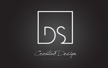 Poster - DS Square Frame Letter Logo Design with Black and White Colors.