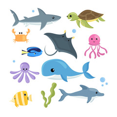 Vector set of sea creatures