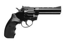 Black Pistol Revolver Isolated On White