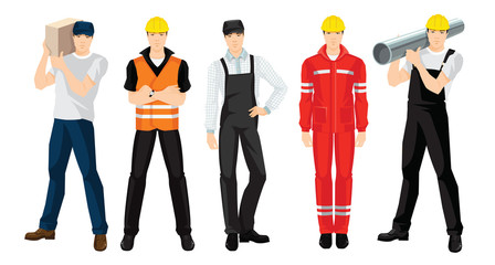 Wall Mural - Vector illustration of worker man in uniform isolated on white background