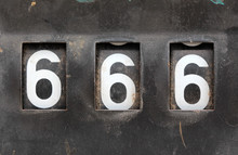 Number 666 On Old Rusty Counter Of Fuel Pump