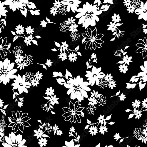 Dekoracja na wymiar  drobne-kwiaty-wzor-wektor-czarno-biale