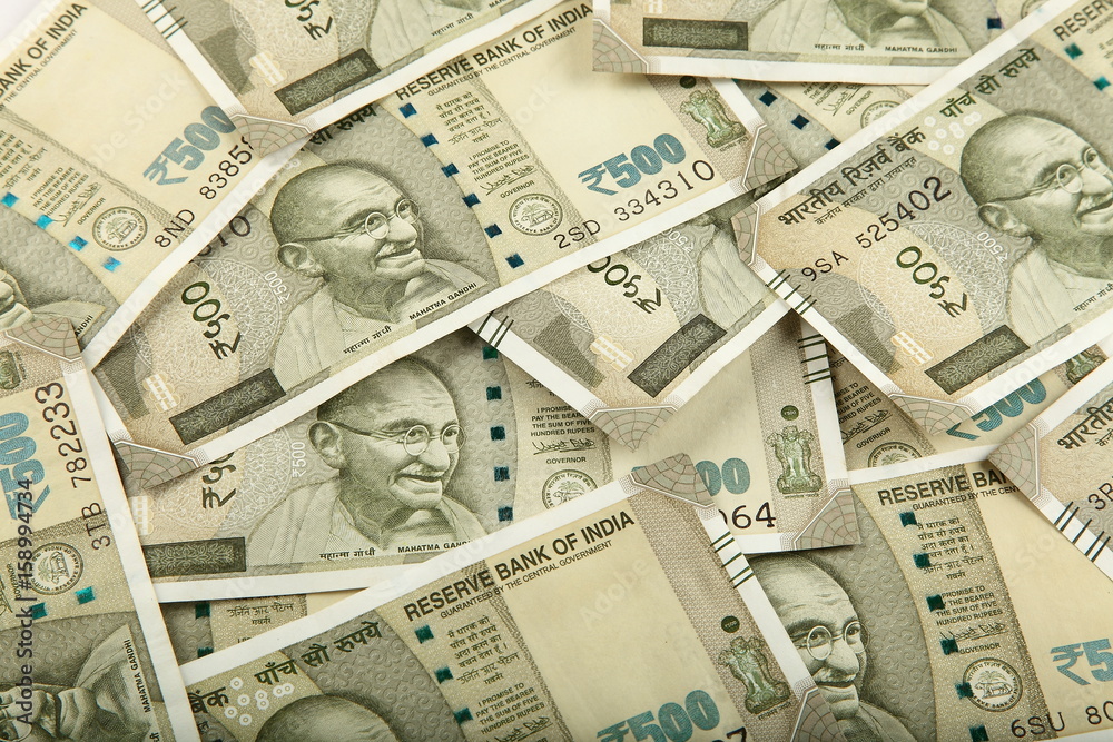 Indian 500 rupees currency notes background. Stock Photo | Adobe Stock
