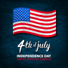 Wall Mural - Fourth of July USA Independence Day greeting card. 4 th of July. United States of America celebration wallpaper. national holiday US flag card design.