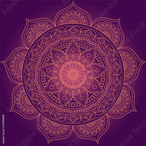 Mandala, square background design, lace ornament in oriental style Poster Mural XXL
