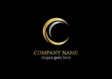 Gold Curve Letter C Company Logo