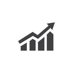 growing bar graph icon in black on a white background. vector illustration