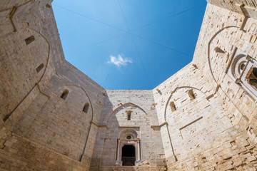 Indoor sight in Castel del Monte, famous medieval fortress in Apulia, southern Italy.