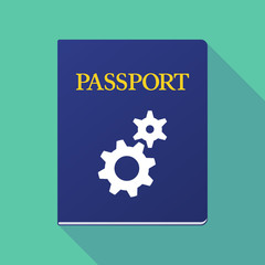 Sticker - Long shadow passport with two gears