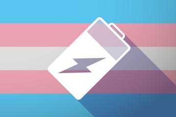 Wall Mural - Long shadow transgender flag with a battery