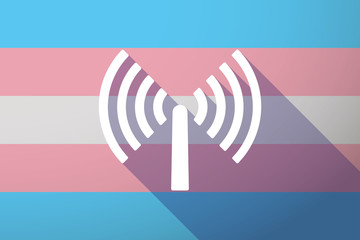 Wall Mural - Long shadow transgender flag with an antenna