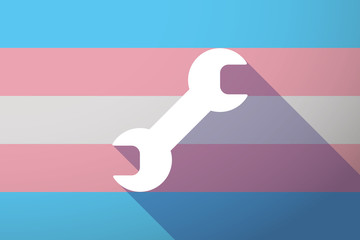 Wall Mural - Long shadow transgender flag with a wrench
