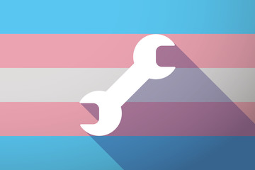 Canvas Print - Long shadow transgender flag with a wrench