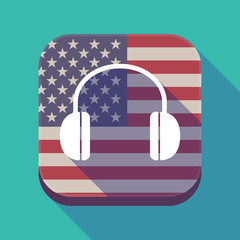 Long shadow USA app button with a earphones