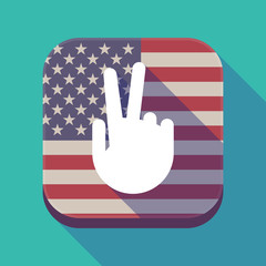 Long shadow USA app button with a victory hand