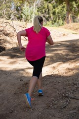 Wall Mural - Woman jogging in the boot camp on a sunny day