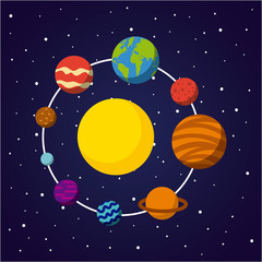 Sticker - solar system flat icon vector illustration design graphic