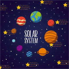 Sticker - solar system flat icon vector illustration design graphic