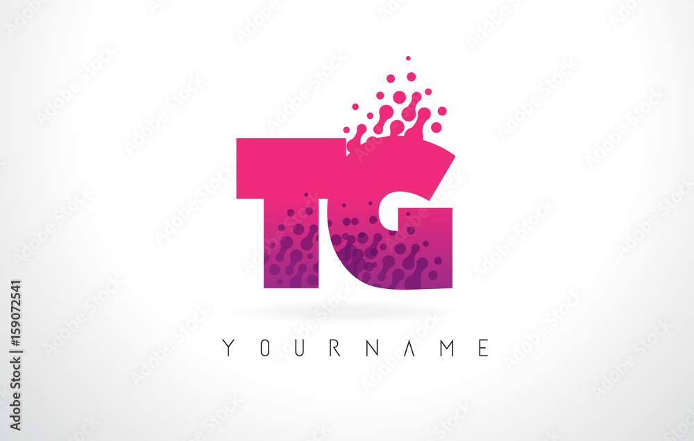 TG T G Letter Logo with Pink Purple Color and Particles Dots Design ...