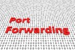 Port forwarding in the form of binary code, 3D illustration