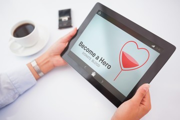 Poster - Composite image of man using tablet pc